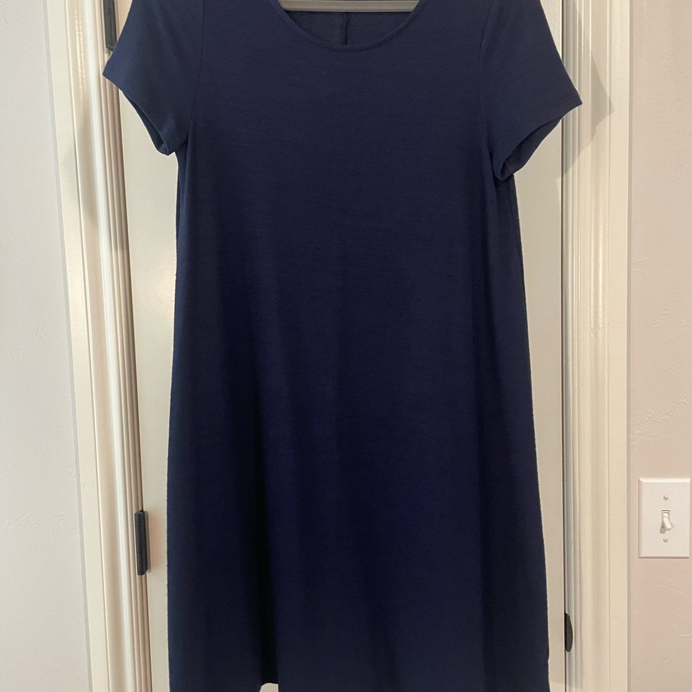 GAP Blue A-line Mini Dress Short Sleeve Crew Neck